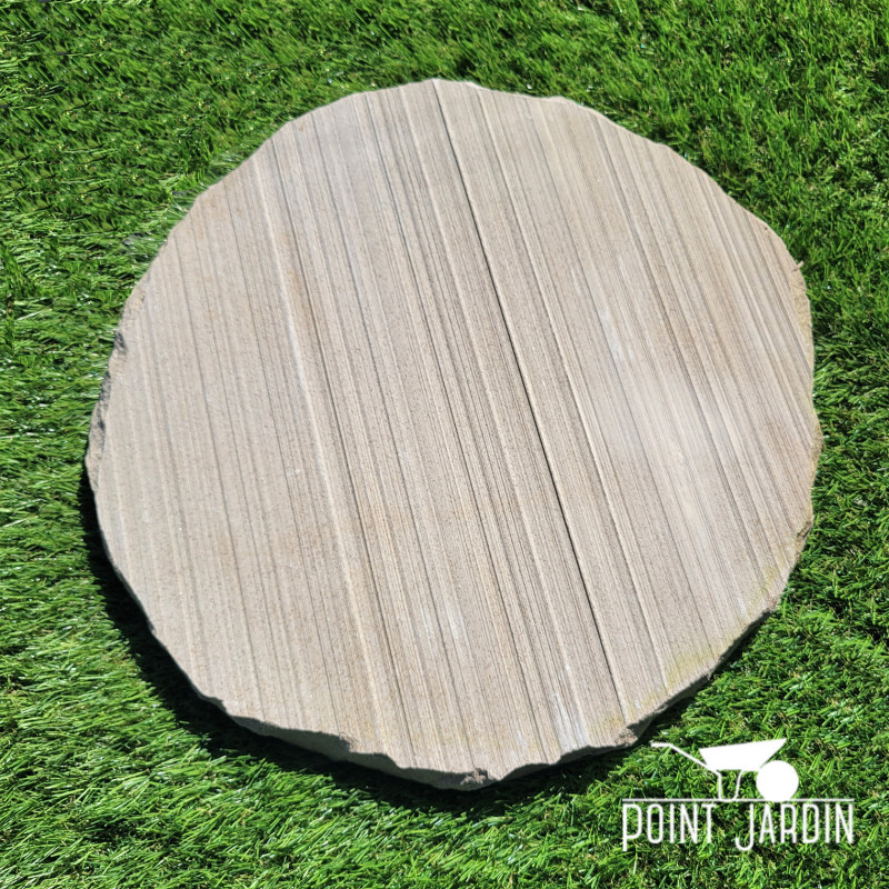 Pas Japonais Rond en Grès des Indes Beige, effet Pierre, diamètre 40 cm Pas Japonais Rond en Grès des Indes Beige, effet Pierre, diamètre 40 cm