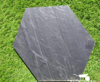 Dalle Hexagonale en Ardoise Naturelle 40x30cm – Dallage Damier Gazon